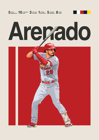 Nolan Arenado baseball art print in red background minimalist style