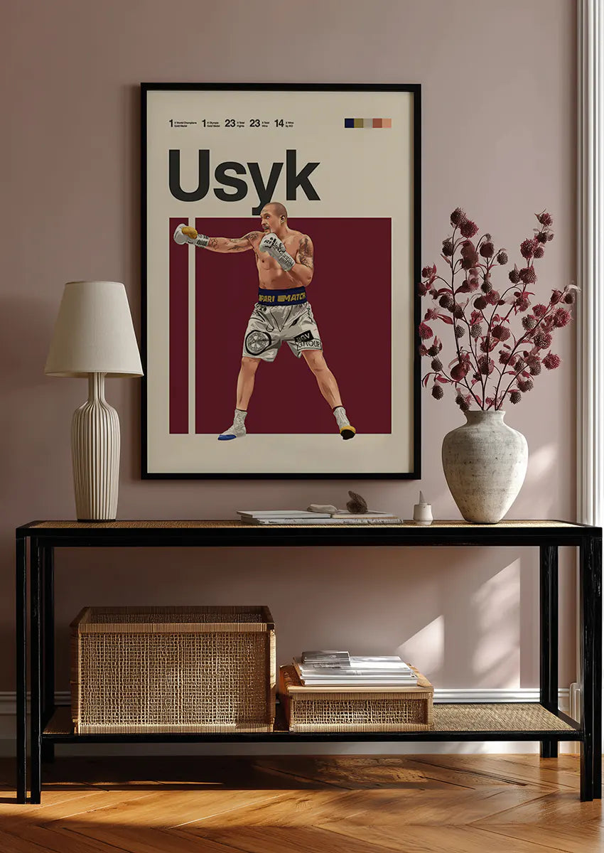 Boxing wall art print of Oleksandr Usyk in fighting stance