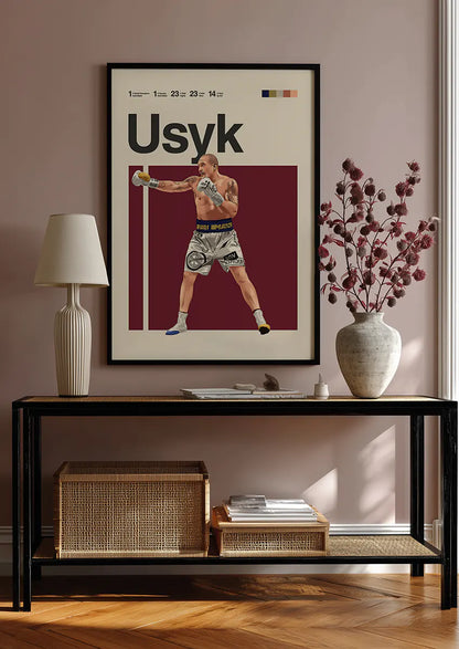 Boxing wall art print of Oleksandr Usyk in fighting stance