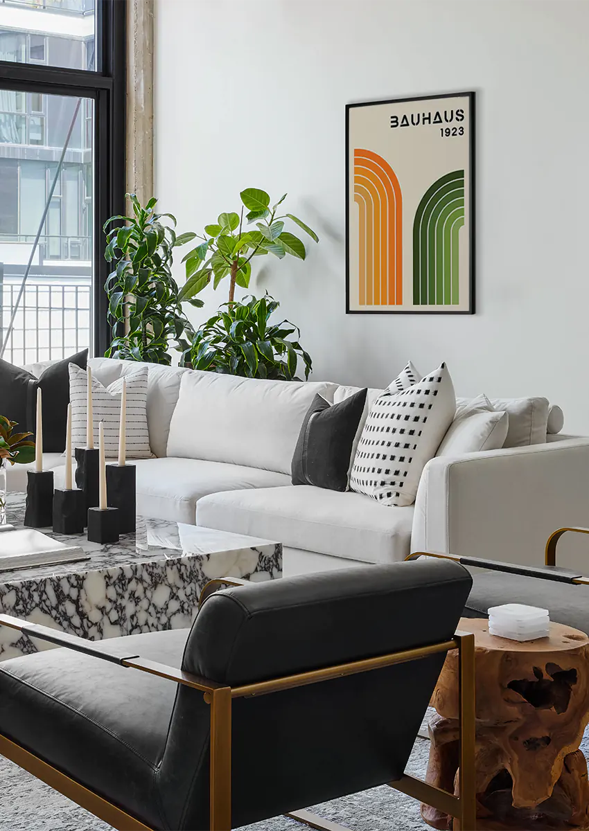 modern abstract wall art with curved striped design