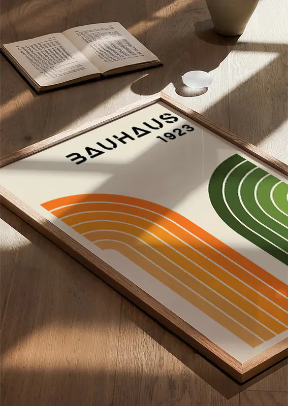 colorful bauhaus inspired artwork for mid-century interiors
