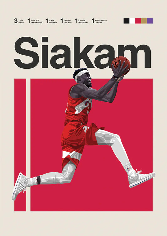Pascal Siakam dunking mid-air art print