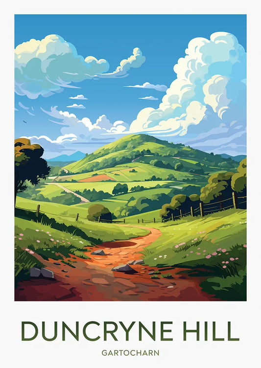 Duncryne Hill poster with scenic walking trail in Scotland