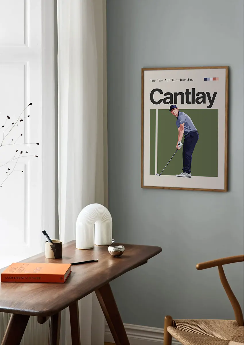 golf wall print with Patrick Cantlay focus stance