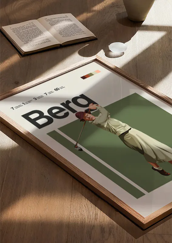Historic LPGA art print featuring Patty Berg's classic stance
