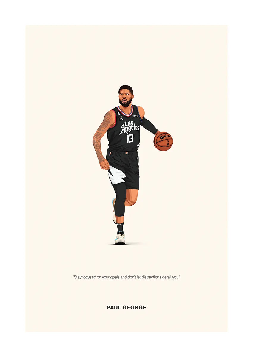 Paul George basketball poster with motivational quote