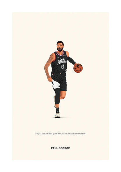 Paul George basketball poster with motivational quote