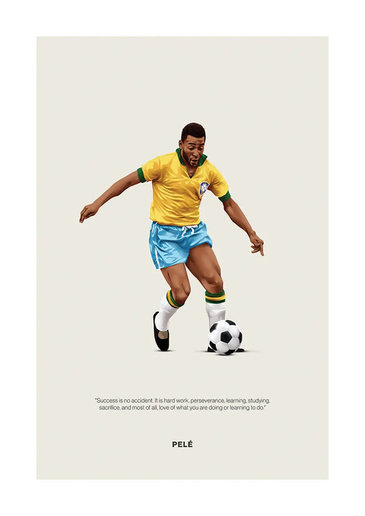 Pelé Brazil football poster with motivational quote
