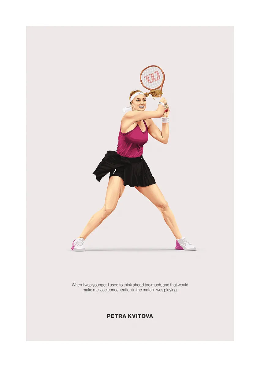 Petra Kvitova tennis poster with inspirational quote in minimalist style