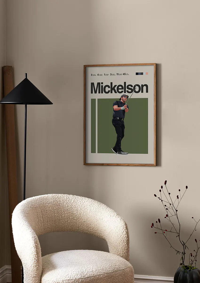 Modern golf wall art featuring Phil Mickelson in bold colors