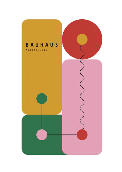 colorful bauhaus style abstract wall art poster