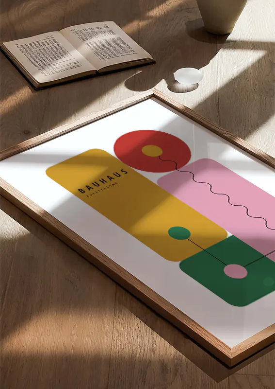 vibrant bauhaus-inspired decor for living room or office