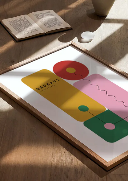 vibrant bauhaus-inspired decor for living room or office