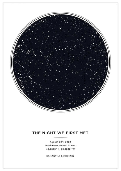 Romantic custom star map poster with personalized night sky and couple’s names