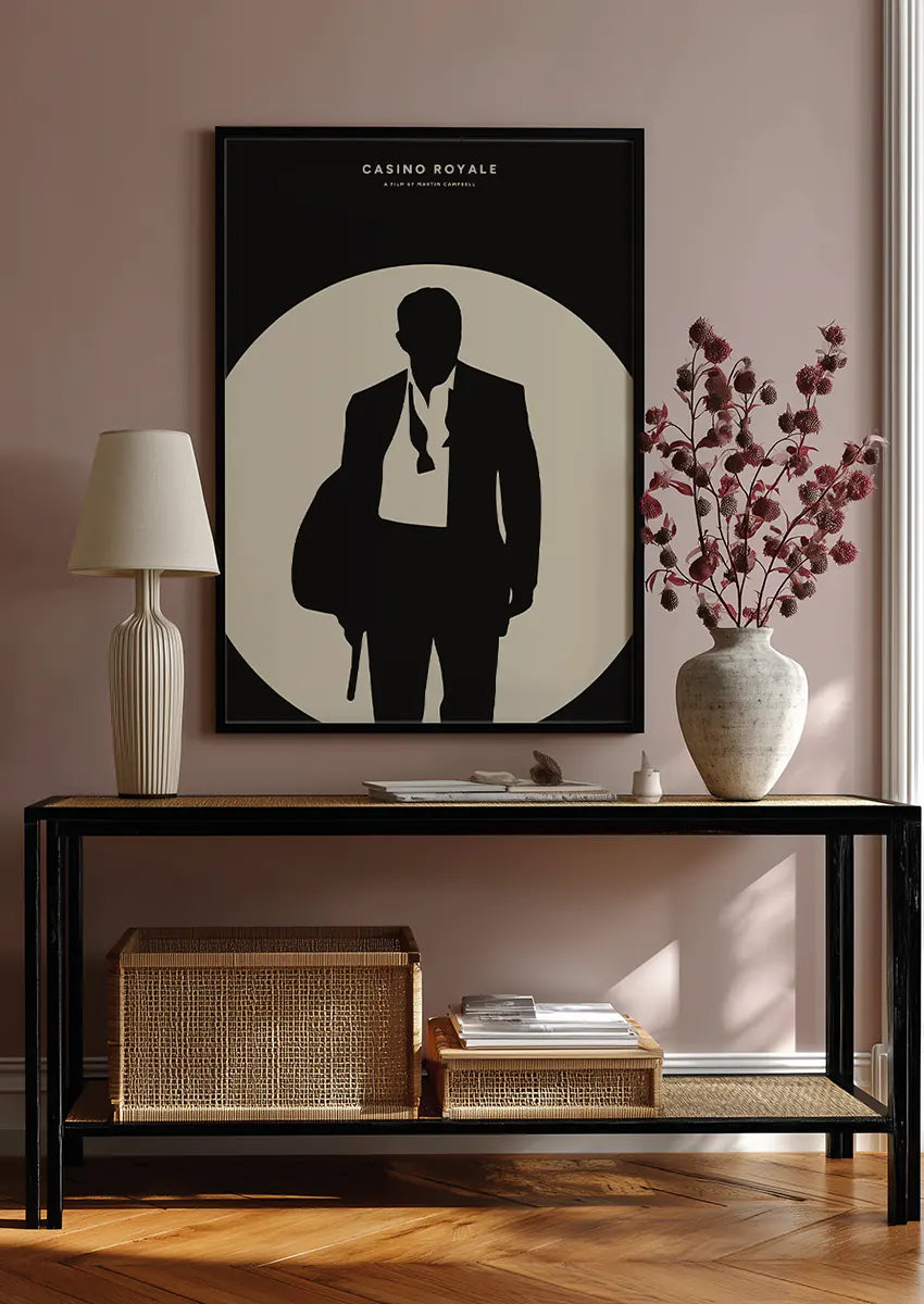 Modern Black and White Spy Movie Poster - Bond Inspired Home Decor