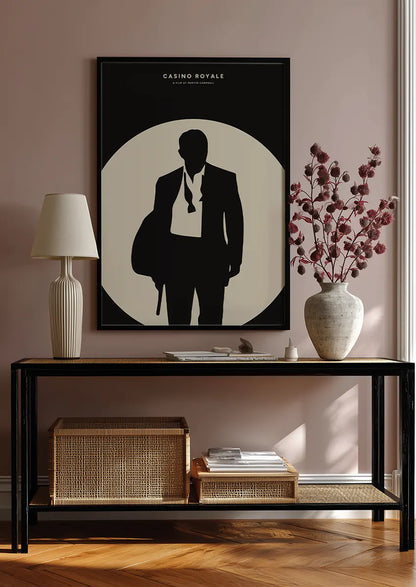 Modern Black and White Spy Movie Poster - Bond Inspired Home Decor