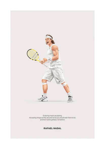Rafael Nadal inspirational tennis poster in minimalist style