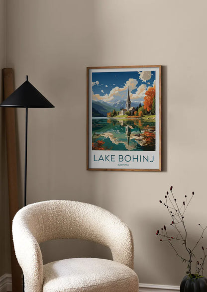 slovenia nature wall art print featuring lake reflection and mountains