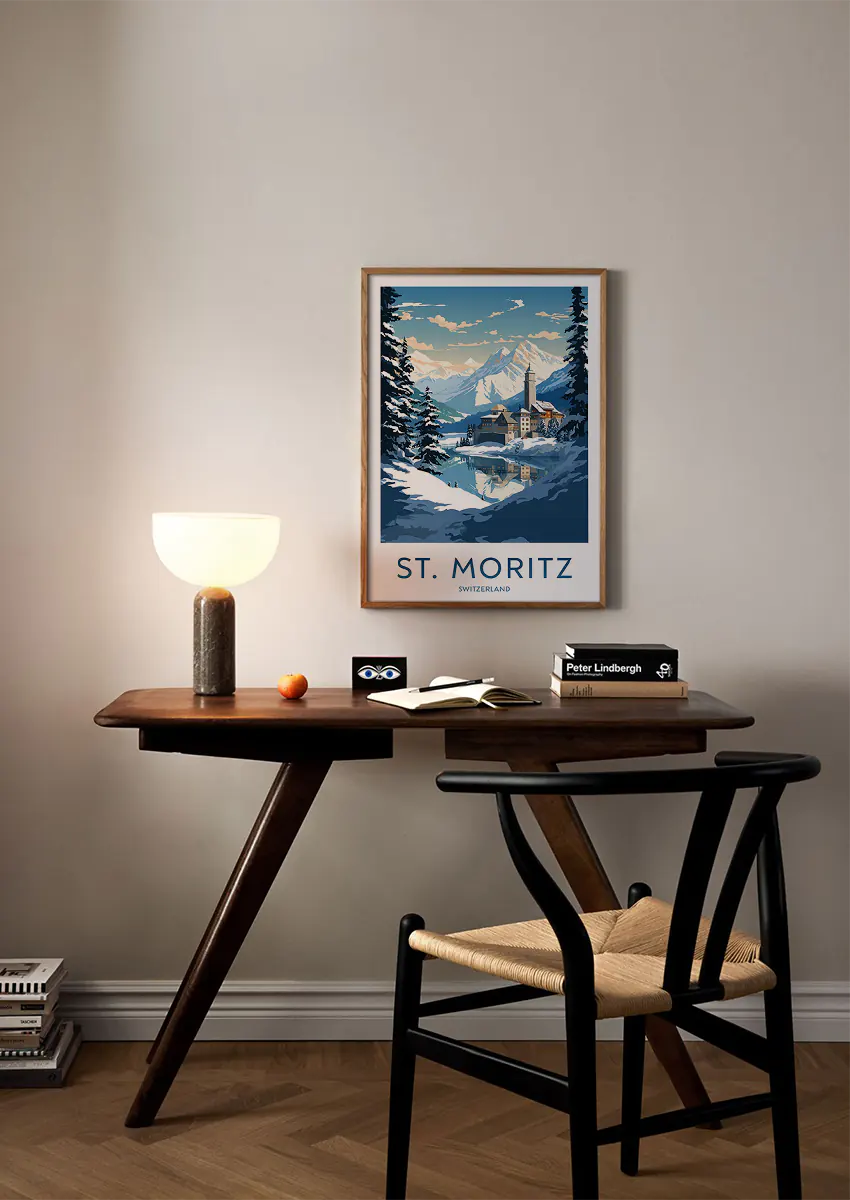 Swiss Alps wall art featuring winter reflection and mountain peaks