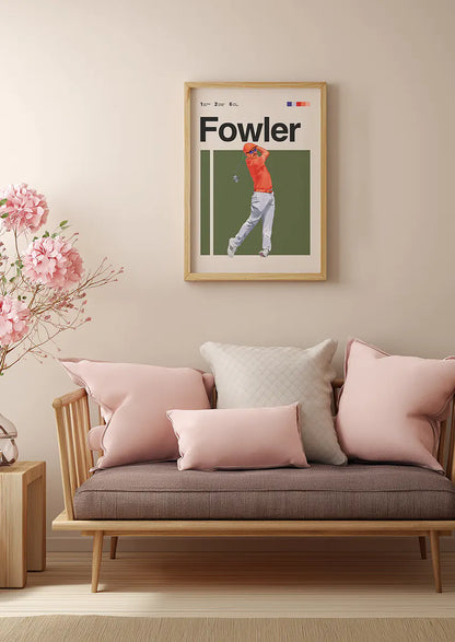 Modern golf wall art featuring Rickie Fowler in vibrant colors