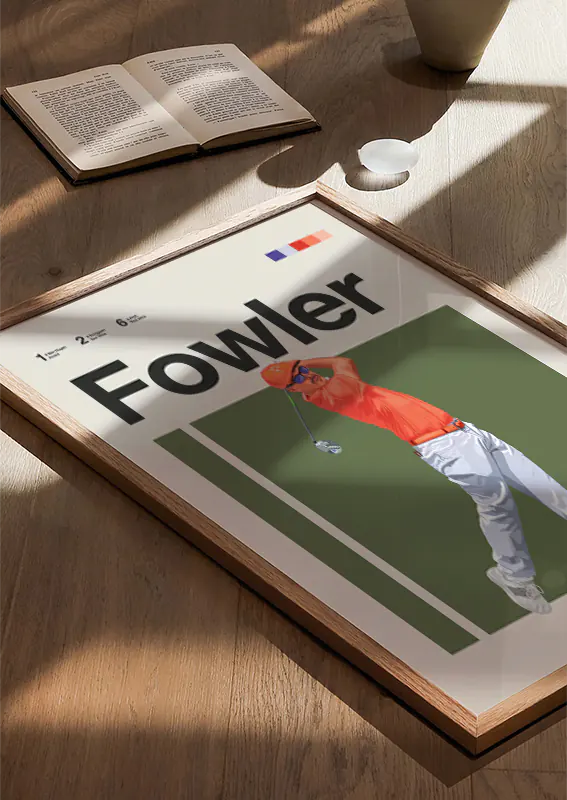 Sports poster of Rickie Fowler in contemporary minimalist design