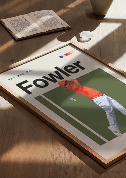 Sports poster of Rickie Fowler in contemporary minimalist design