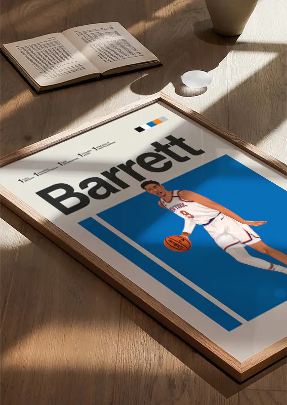 Modern sports illustration featuring RJ Barrett