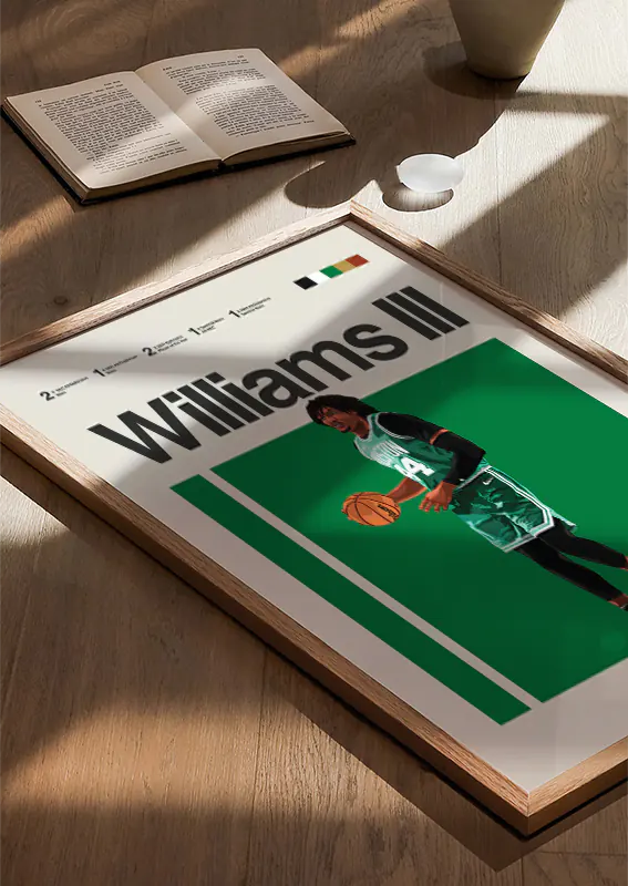Robert Williams III Celtics poster in green background