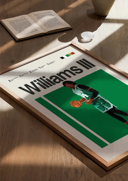Robert Williams III Celtics poster in green background