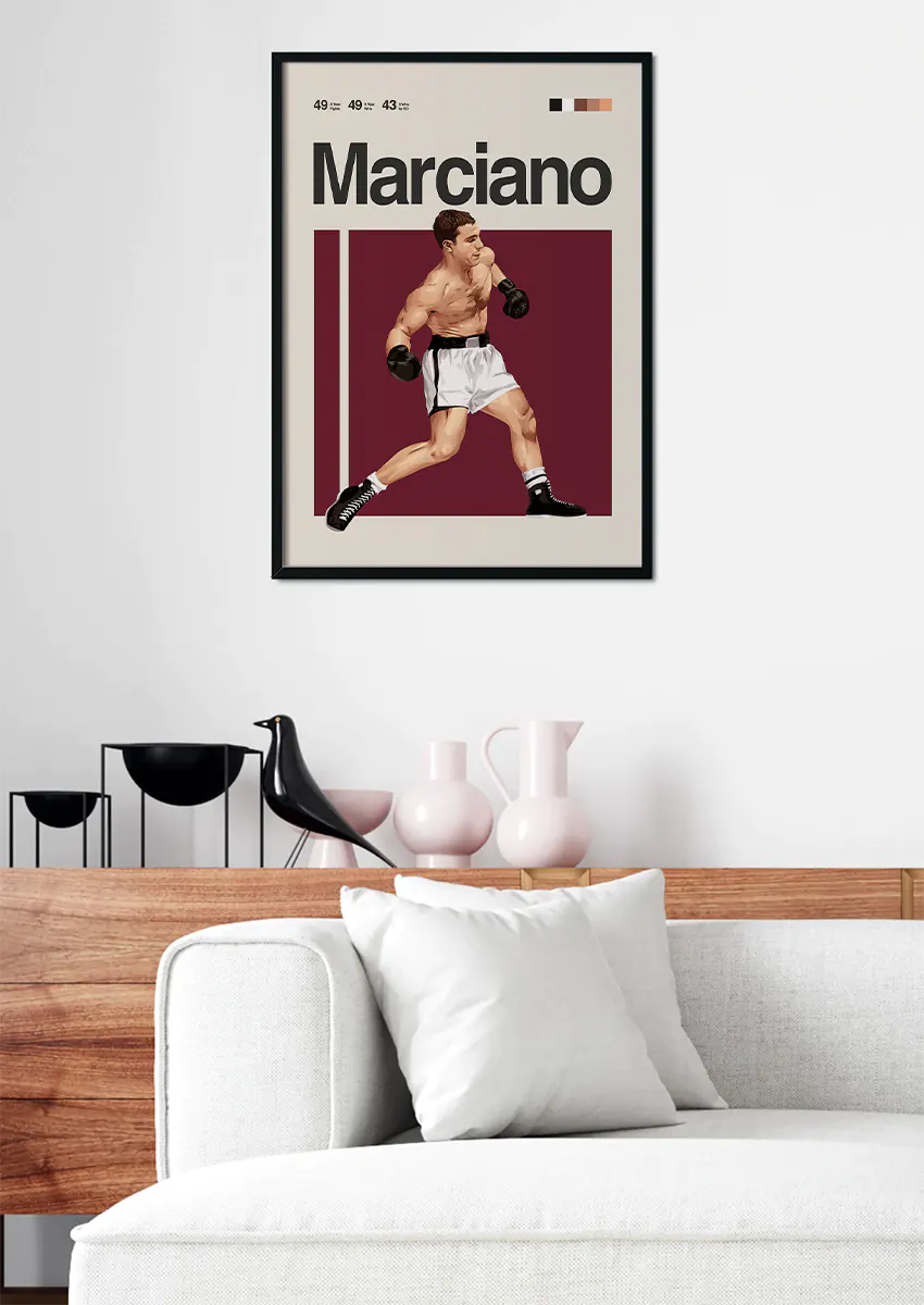Boxing wall art print of undefeated champion Rocky Marciano