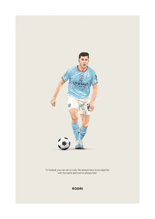 Rodri Manchester City football poster with inspirational quote