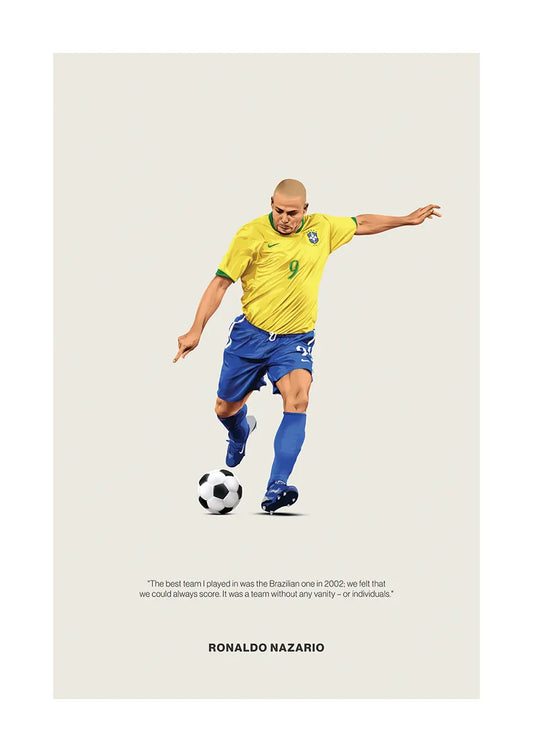 Ronaldo Nazário football poster in Brazil yellow jersey