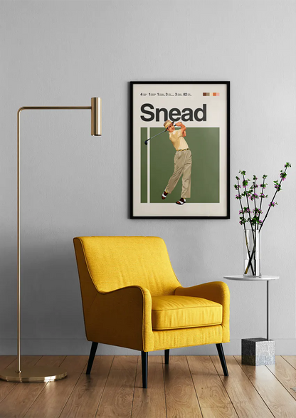 Classic golf wall art of Sam Snead in beige and olive design