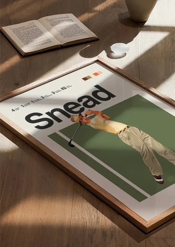 Legendary golfer Sam Snead illustrated in mid-century style poster