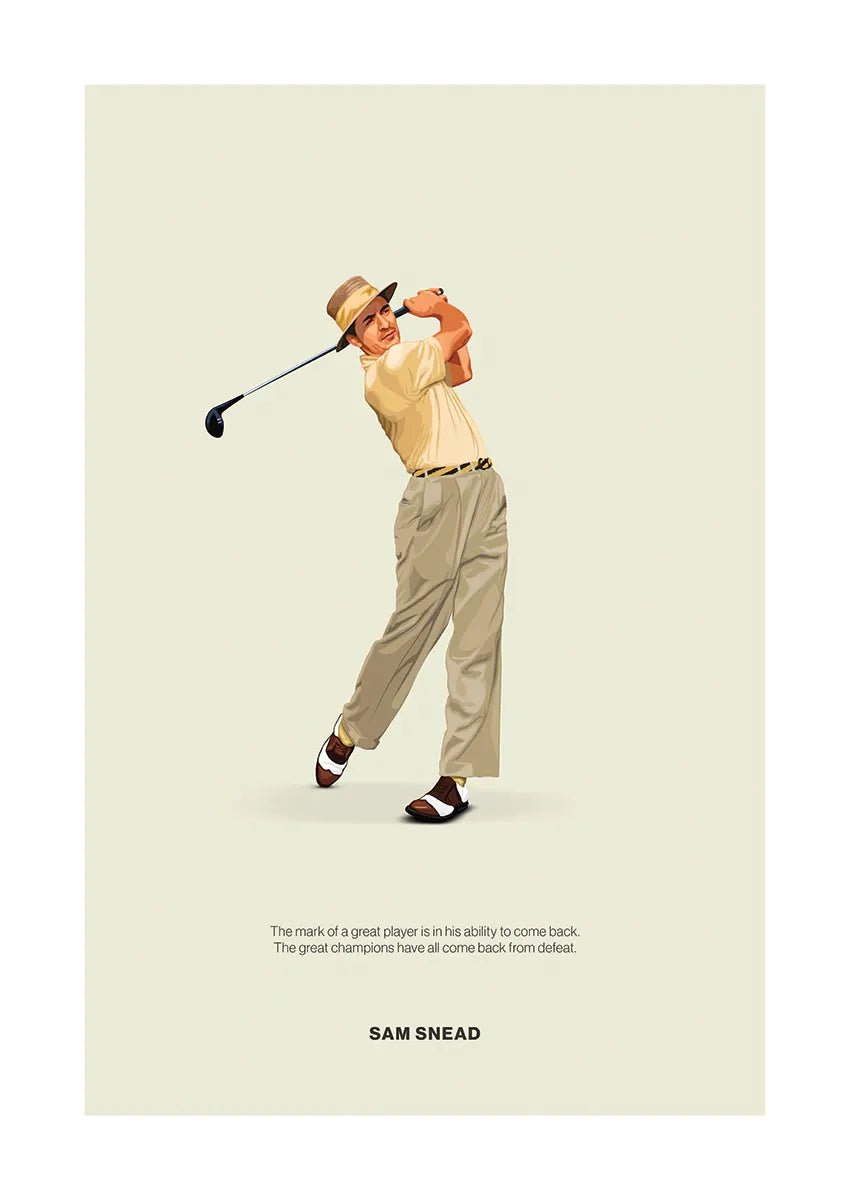 Sam Snead vintage golf poster with comeback quote