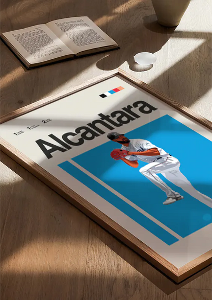 Modern illustrated MLB pitcher print for fans and collectors