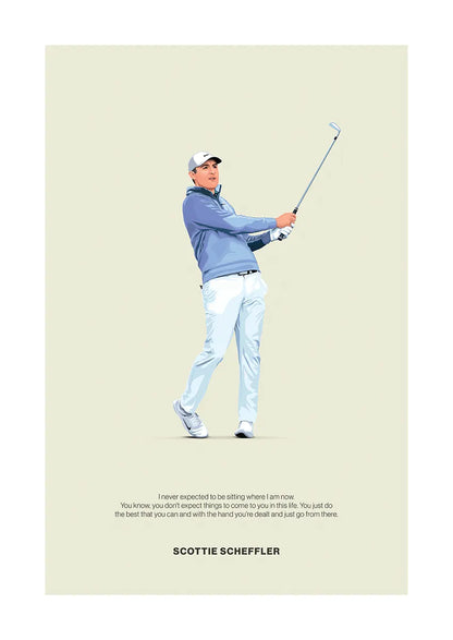 Scottie Scheffler golf swing poster with quote about doing your best
