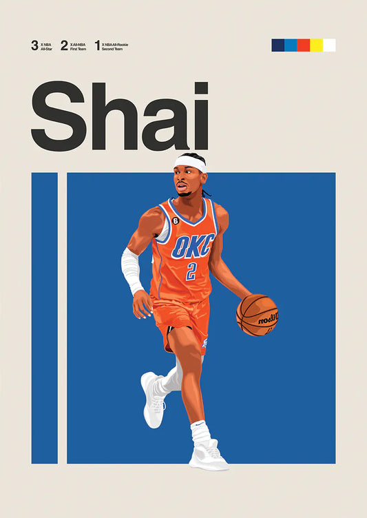 shai gilgeous-alexander poster okc thunder wall art print