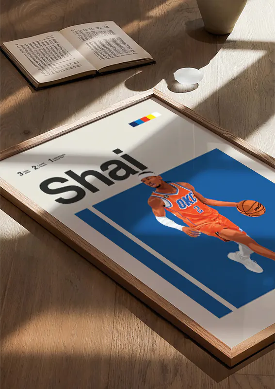 modern sports artwork featuring shai gilgeous-alexander running