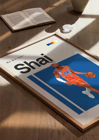 modern sports artwork featuring shai gilgeous-alexander running