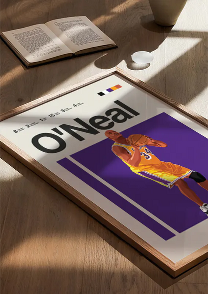 Illustrated Shaquille O'Neal wall art for NBA fans