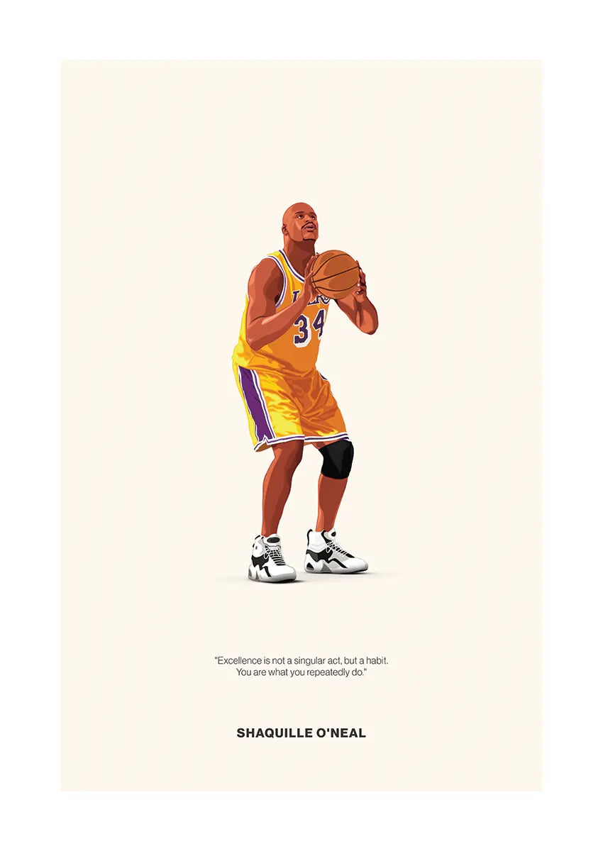 Shaquille O'Neal basketball poster in Lakers uniform wall art