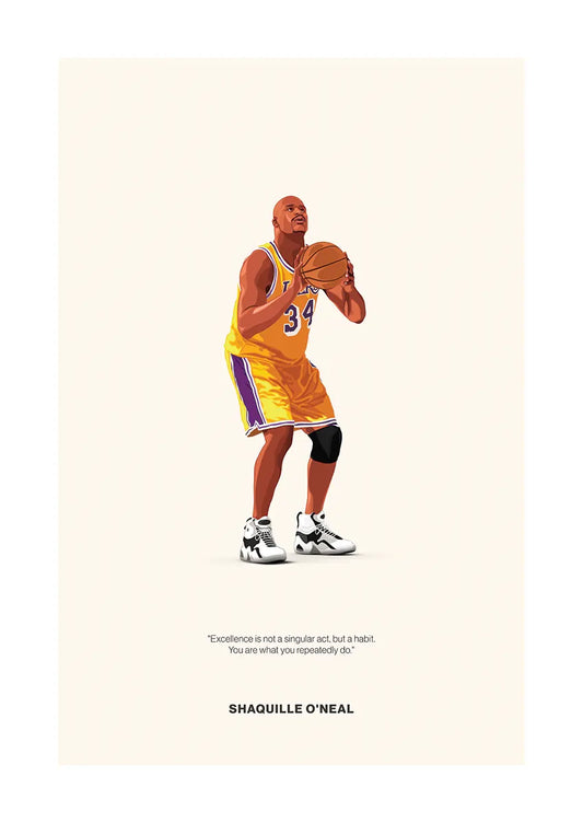 Shaquille O'Neal basketball poster in Lakers uniform wall art