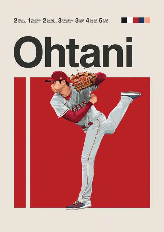 Shohei Ohtani poster featuring Los Angeles Angels pitcher in action