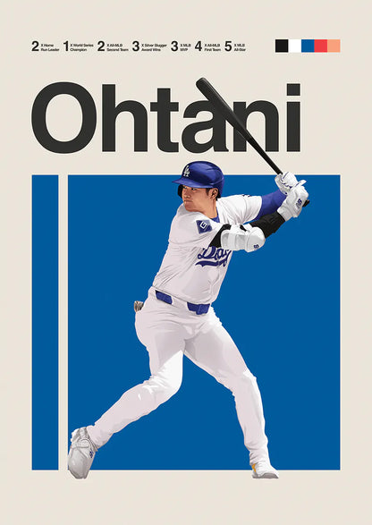 Shohei Ohtani poster featuring Dodgers slugger mid-swing