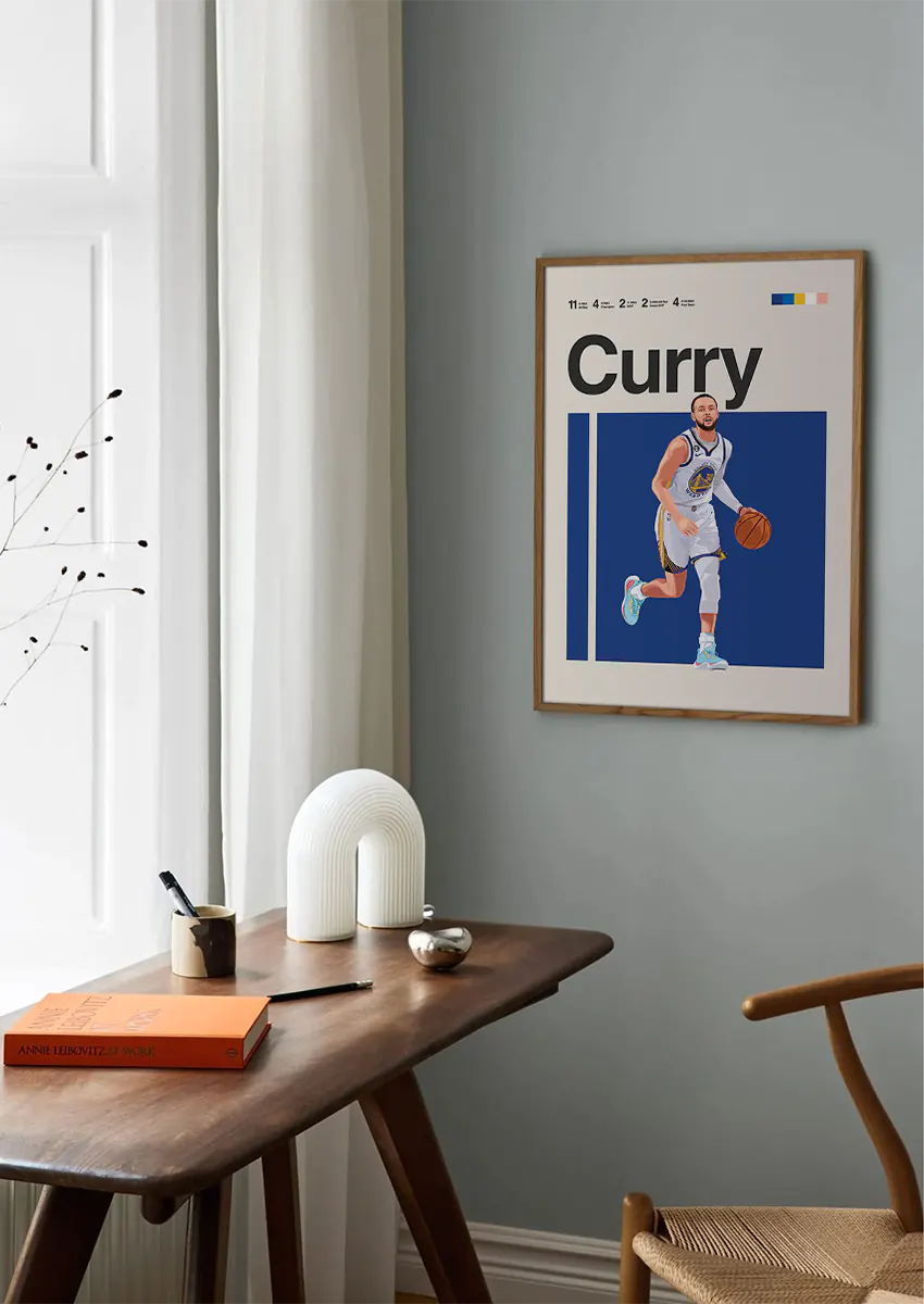 golden state warriors print featuring stephen curry in motion