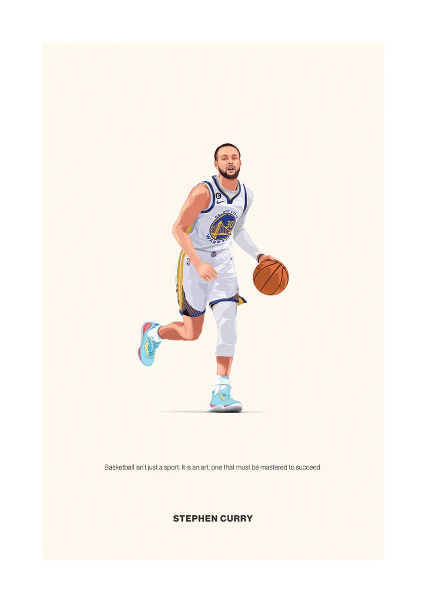 Stephen Curry basketball poster in Golden State Warriors jersey