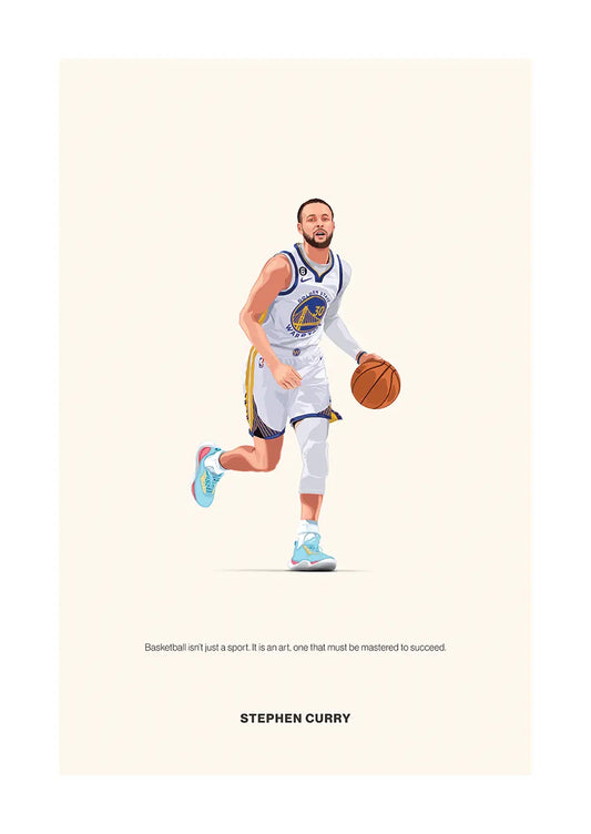 Stephen Curry basketball poster in Golden State Warriors jersey