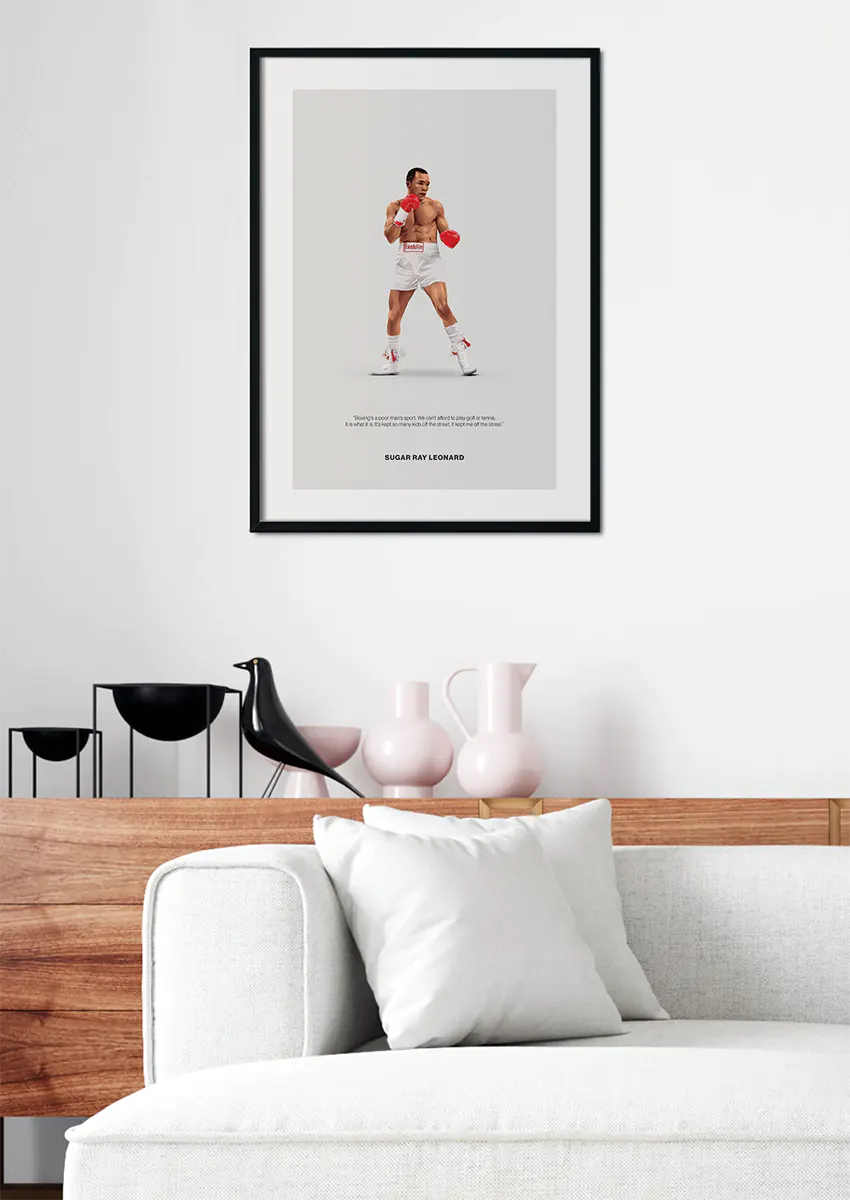 Boxing legend Sugar Ray Leonard wall art about rising from the streets