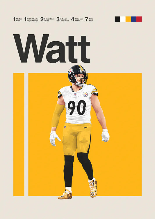 T. J. Watt poster with Pittsburgh Steelers linebacker
